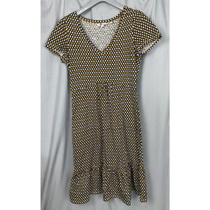 Boden Melissa Jersey Dress - J0341-‎ Yellow, Blue White Cotton Size US 4R,UK 8R